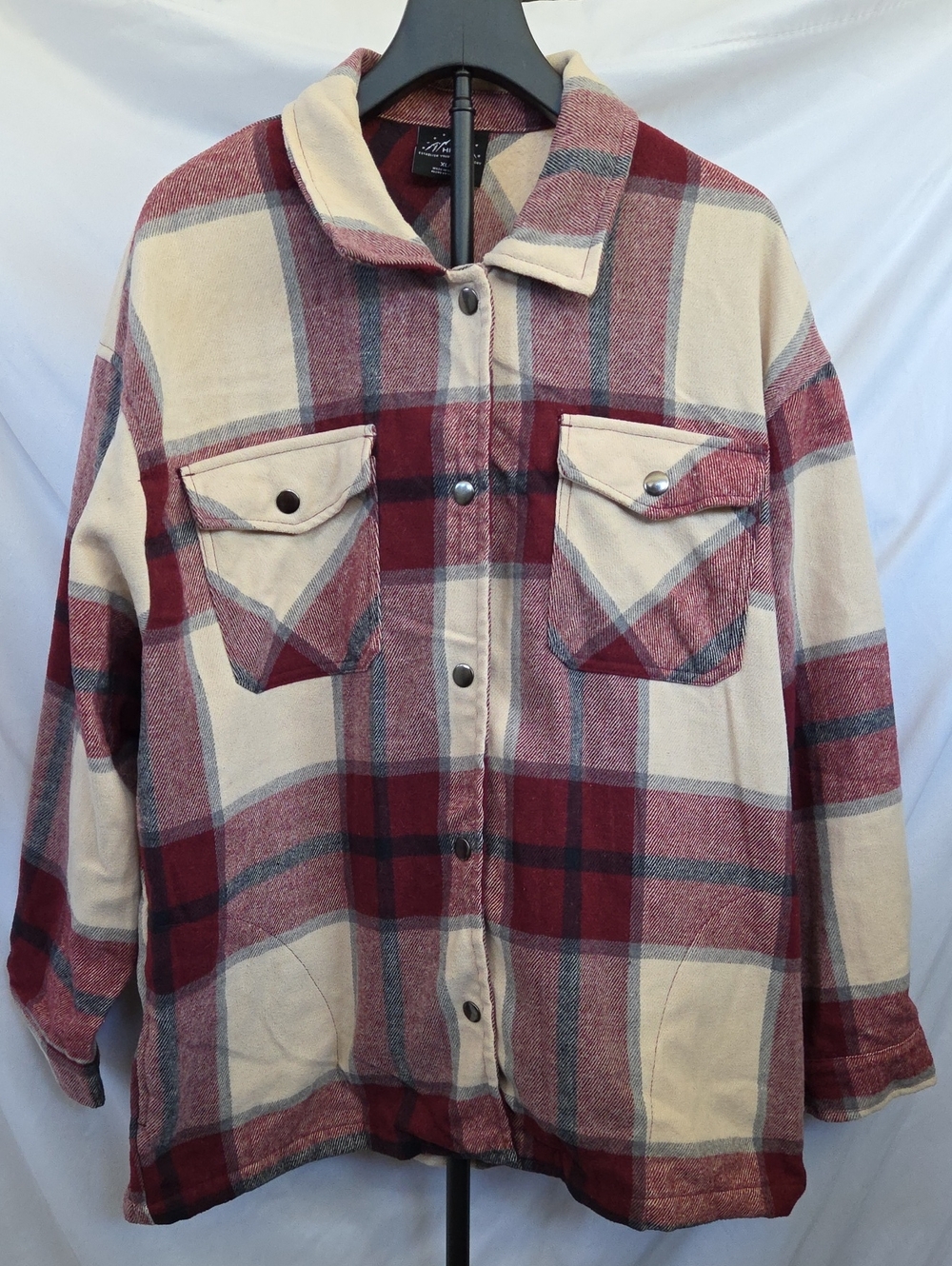 HFX Red Plaid Flannel Shacket / Shirt Jacket